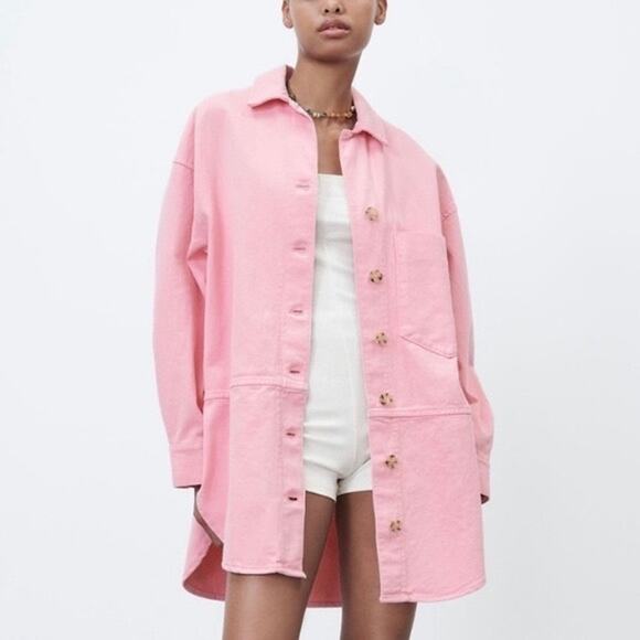 Zara Oversized Denim Button Down Shirt Jacket - Picture 5 of 9